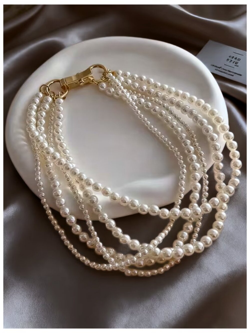 Parisian Romance Multi-Layer Pearl Necklace French Retro Clavicle Chain Golden